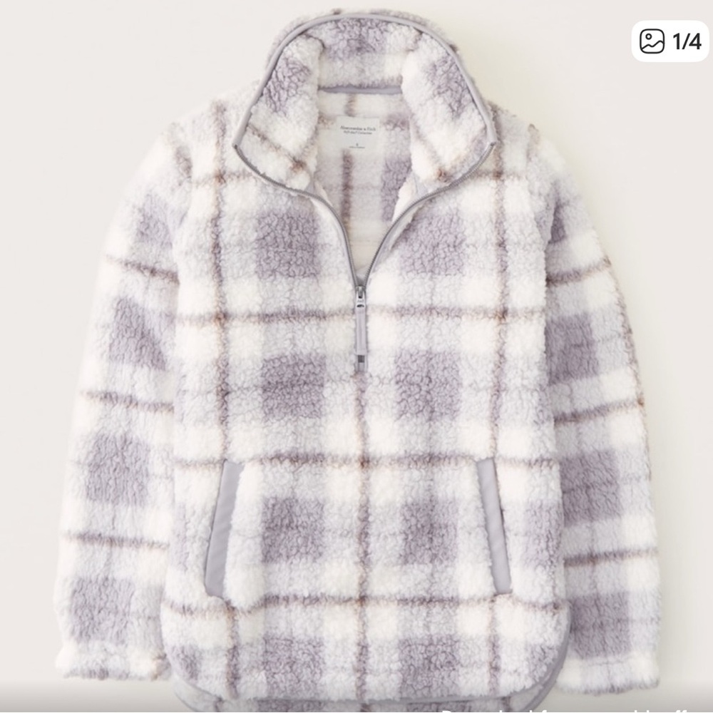 A&F Cozy Plaid Sherpa Pullover